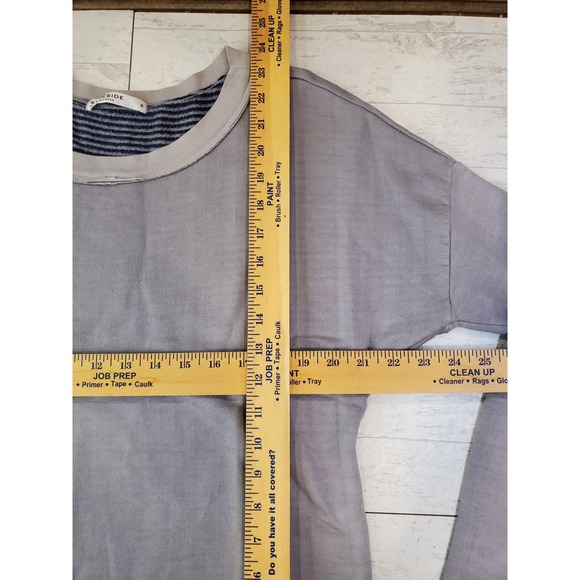 Stateside long sleeve sweatshirt S Rayon Made in USA Reversible stripe wide crew - Picture 5 of 12